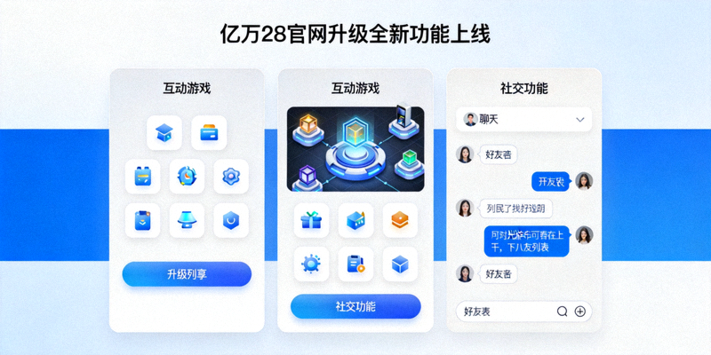 亿万28官网升级全新功能上线 - 展示新增加的互动娱乐和社交功能界面