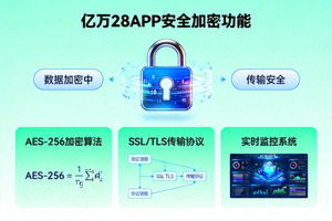 亿万28APP安全加密功能示意图 - 展示锁形图标和数据保护概念