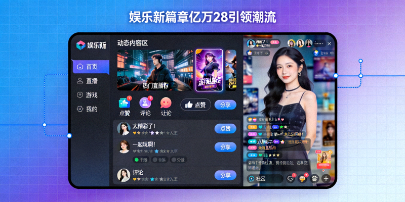 娱乐新篇章亿万28引领潮流 - 时尚现代的娱乐平台界面与活跃的用户社区